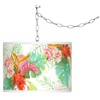 Giclee Glow Island Floral  Plug-in Swag Pendant