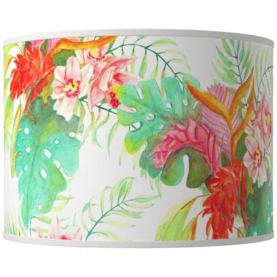 Giclee Glow Island Floral Giclee Round Drum Lamp Shade 15.5x15.5x11 (spider)