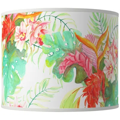 Giclee Glow Island Floral Pattern Giclee Round Drum Lamp Shade 14x14x11 (spider)