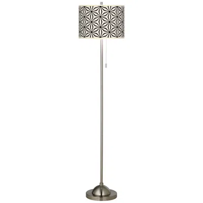 Giclee Glow Kaleidoscope Flowers Brushed Nickel Pull Chain Floor Lamp