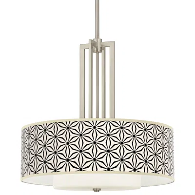 Giclee Glow Kaleidoscope Flowers Carey 24" Wide Brushed Nickel 4-light Chandelier