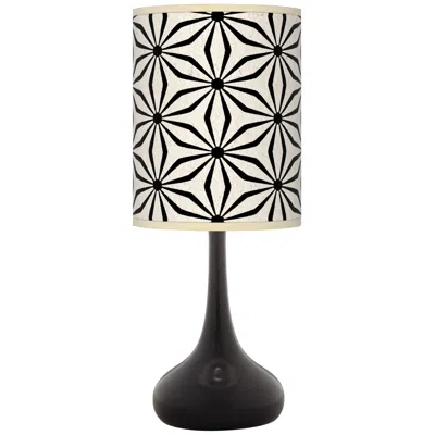 Giclee Glow Kaleidoscope Flowers Giclee Black Droplet Table Lamp