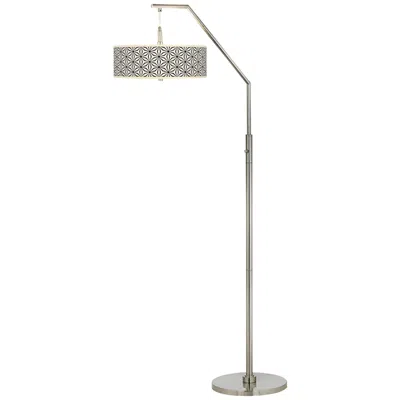 Giclee Glow Kaleidoscope Flowers Giclee Shade Arc Floor Lamp