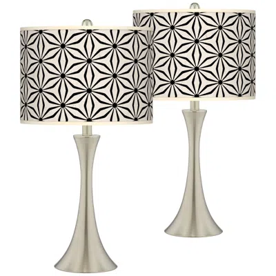 Giclee Glow Kaleidoscope Flowers Trish Brushed Nickel Touch Table Lamps Set Of 2