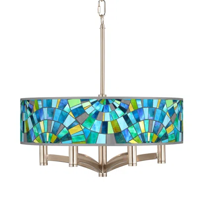 Giclee Glow Lagos Mosaic Ava 6-light Nickel Pendant Chandelier