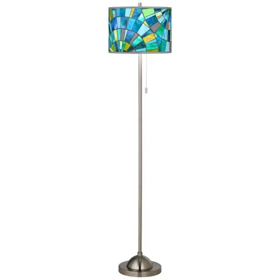 Giclee Glow Lagos Mosaic Brushed Nickel Pull Chain Floor Lamp