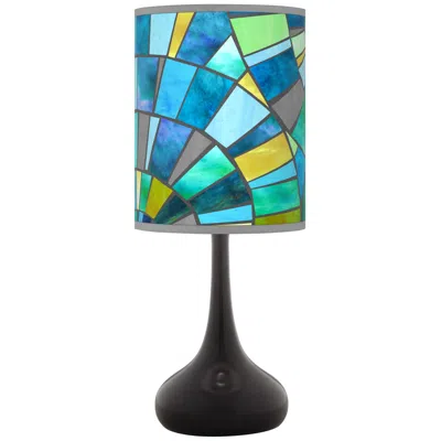 Giclee Glow Lagos Mosaic Giclee Black Droplet Table Lamp