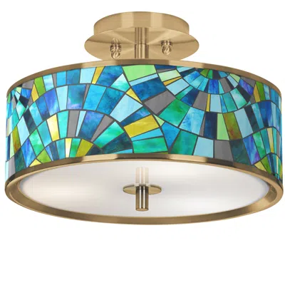 Giclee Glow Lagos Mosaic Gold 14" Wide Ceiling Light