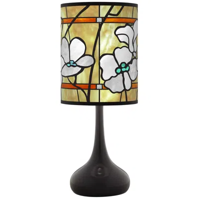 Giclee Glow Magnolia Mosaic Giclee Black Droplet Table Lamp