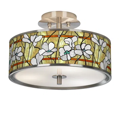 Giclee Glow Magnolia Mosaic  14" Wide Ceiling Light