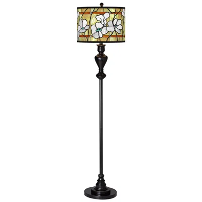 Giclee Glow Magnolia Mosaic  Black Bronze Floor Lamp