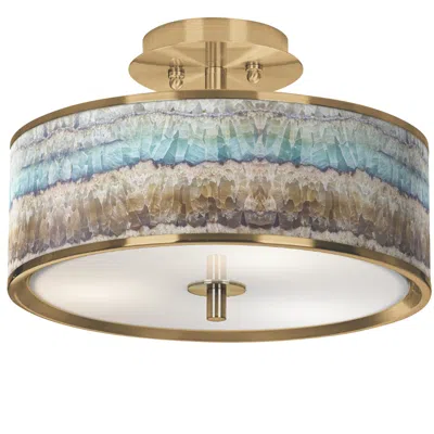 Giclee Glow Marble Jewel Gold 14" Wide Ceiling Light