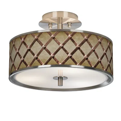 Giclee Glow Metal Weave  14" Wide Ceiling Light