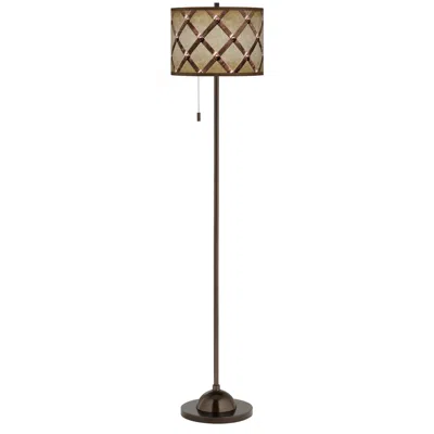 Giclee Glow Metal Weave  Bronze Club Floor Lamp