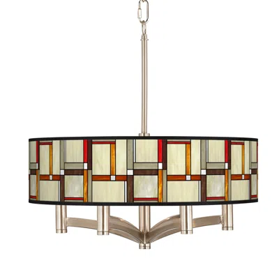 Giclee Glow Modern Squares Ava 6-light Nickel Pendant Chandelier