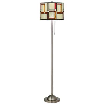 Giclee Glow Modern Squares Brushed Nickel Pull Chain Floor Lamp
