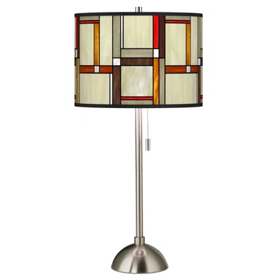 Giclee Glow Modern Squares Giclee Brushed Nickel Table Lamp