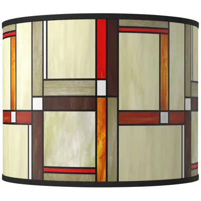 Giclee Glow Modern Squares Giclee Round Drum Lamp Shade 14x14x11 (spider)