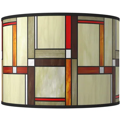 Giclee Glow Modern Squares Giclee Round Drum Lamp Shade 15.5x15.5x11 (spider)