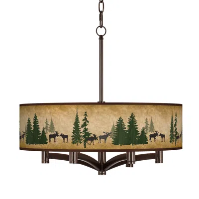 Giclee Glow Moose Lodge Ava 6-light Bronze Pendant Chandelier