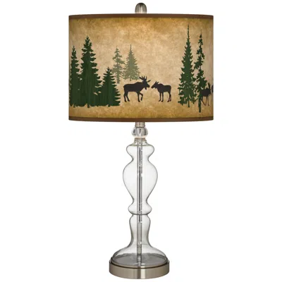 Giclee Glow Moose Lodge Giclee Apothecary Clear Glass Table Lamp