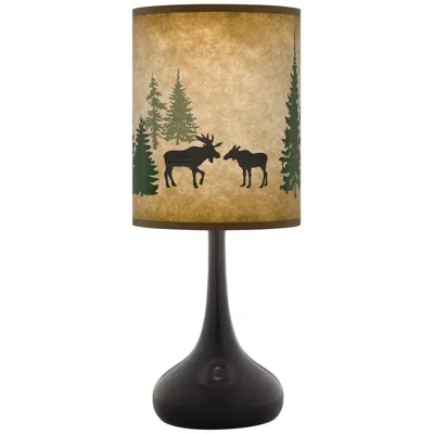 Giclee Glow Moose Lodge Giclee Black Droplet Table Lamp