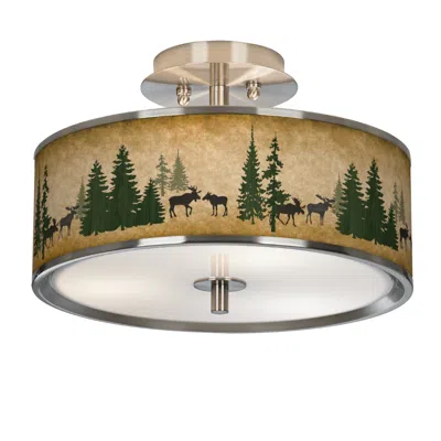 Giclee Glow Moose Lodge  14" Wide Ceiling Light
