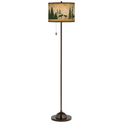 Giclee Glow Moose Lodge  Bronze Club Floor Lamp