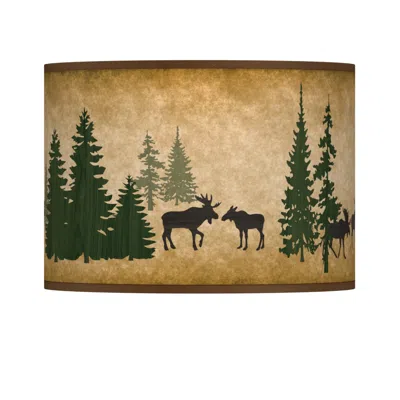 Giclee Glow Moose Lodge  Rustic Lamp Shade 13.5x13.5x10 (spider)