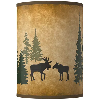 Giclee Glow Moose Lodge Giclee Round Cylinder Lamp Shade 8x8x11 (spider)