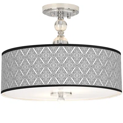 Giclee Glow Moroccan Diamonds Ii Giclee 16" Wide Semi-flush Ceiling Light