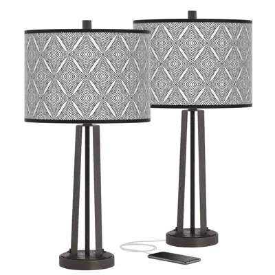 Giclee Glow Moroccan Diamonds Ii Susan Dark Bronze Usb Table Lamps Set Of 2