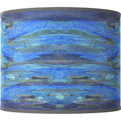 Giclee Glow Oceanside White Giclee Round Drum Lamp Shade 14x14x11 (spider)