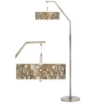 Giclee Glow Organic Nest Giclee Brushed Nickel Arc Floor Lamp