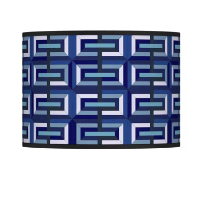 Giclee Glow Parquet Blue  Modern Geometric Lamp Shade 13.5x13.5x10 (spider)