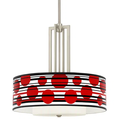 Giclee Glow Red Balls Carey 24" Brushed Nickel 4-light Chandelier