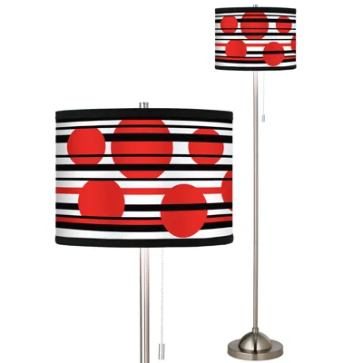 Giclee Glow Red Balls Giclee Brushed Nickel Pull Chain Floor Lamp
