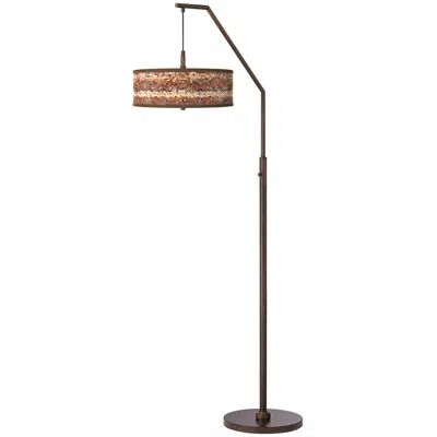 Giclee Glow Red Rock Bronze Lamp Shade With Modern Downbridge Arc Floor Lamp