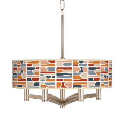 Giclee Glow Retro Cobblestones Ava 6-light Nickel Pendant Chandelier