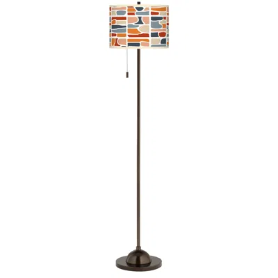 Giclee Glow Retro Cobblestones  Bronze Club Floor Lamp