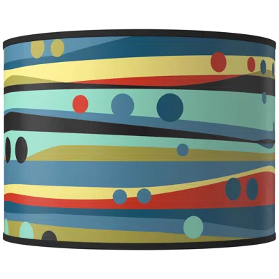 Giclee Glow Retro Dots & Waves Giclee Round Drum Lamp Shade 15.5x15.5x11 (spider)