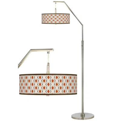 Giclee Glow Retro Lattice Giclee Shade Arc Floor Lamp
