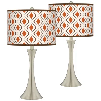 Giclee Glow Retro Lattice Trish 26 1/4"h Brushed Nickel Touch Table Lamps Set Of 2