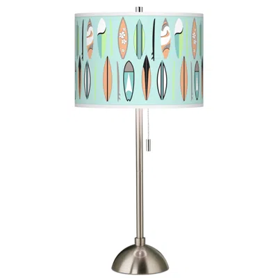 Giclee Glow Retro Surf Giclee Brushed Nickel Table Lamp