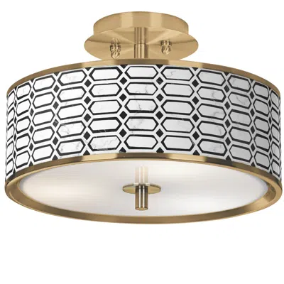 Giclee Glow Rhombi Gold 14" Wide Ceiling Light