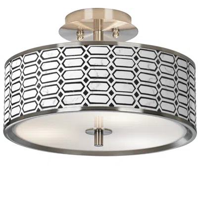Giclee Glow Rhombi Nickel 14" Wide Ceiling Light