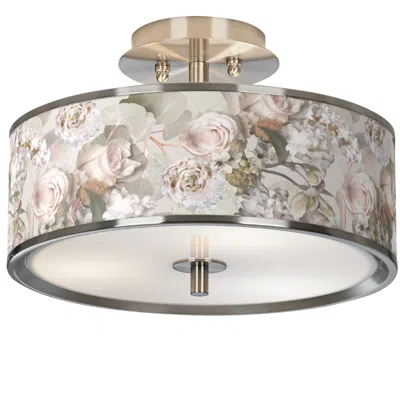 Giclee Glow Rosy Blossoms 14" Wide Ceiling Light