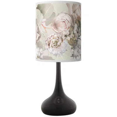 Giclee Glow Rosy Blossoms Giclee 23 1/2" High Black Droplet Table Lamp
