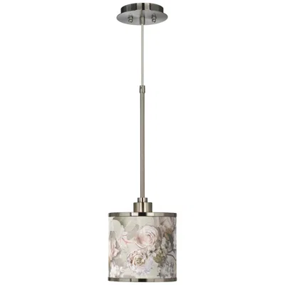 Giclee Glow Rosy Blossoms  7" Wide Mini Pendant Light