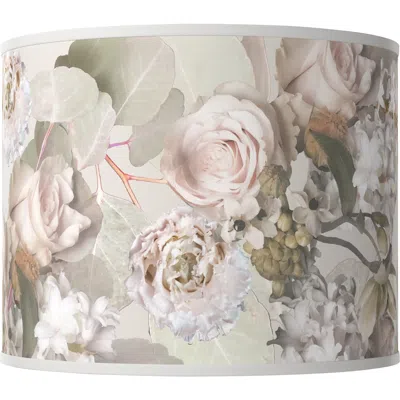 Giclee Glow Rosy Blossoms White Drum Lamp Shade 14x14x11 (spider)